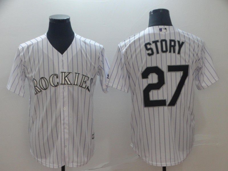 Men Colorado Rockies #27 Story White Game MLB Jersey